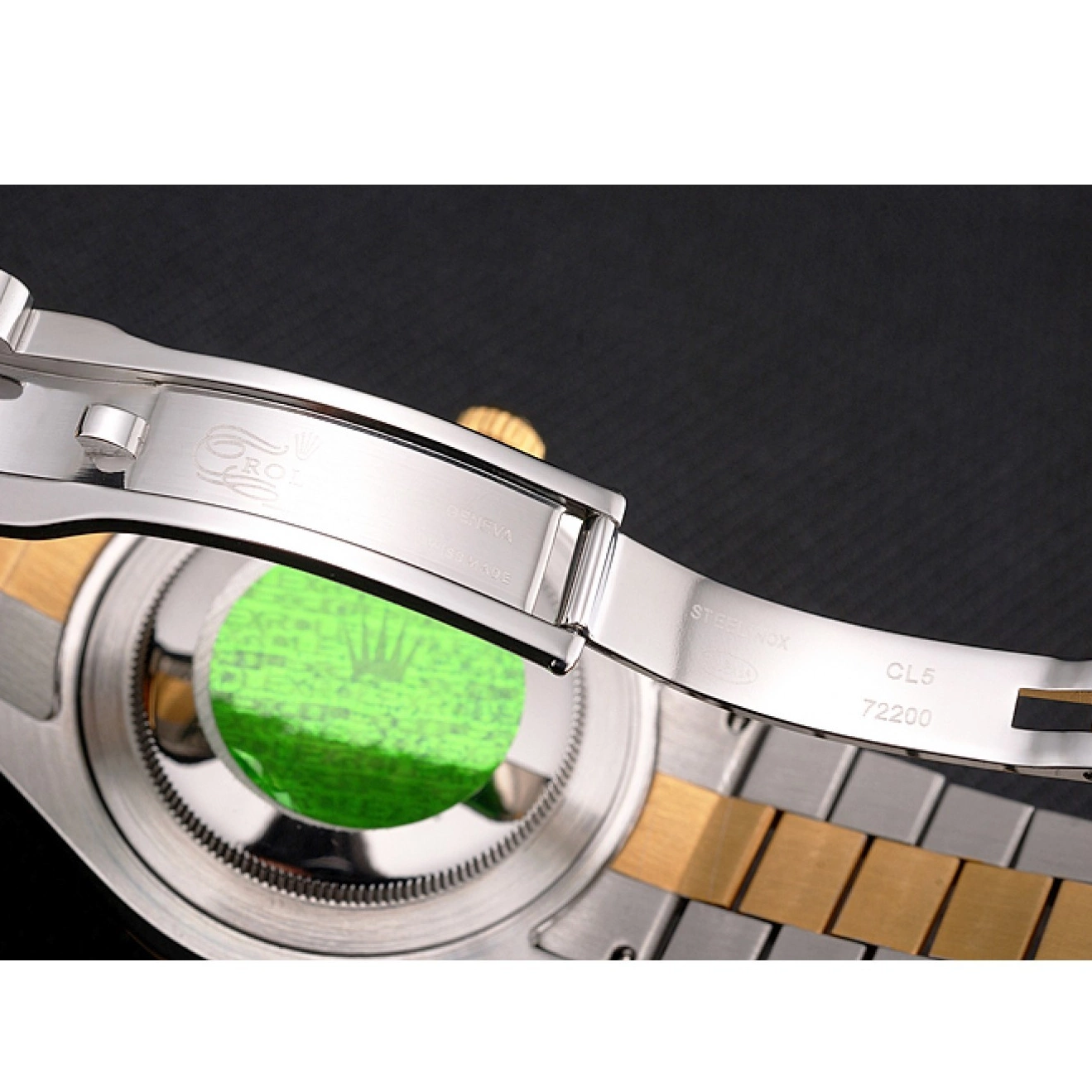 Aaa replica watch Datejust Bezel Rolex Gold Swiss Two Dial Stainless Gold Steel Tone Case Bracelet 0614